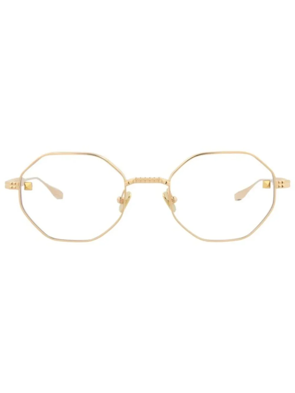 New Valentino Women's Eyeglasses Round Oval Metal Frame Gold Gold Transparent